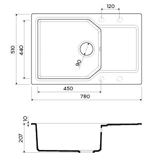 Кухонная мойка YONAKA 78-LB BE Art. 4993335