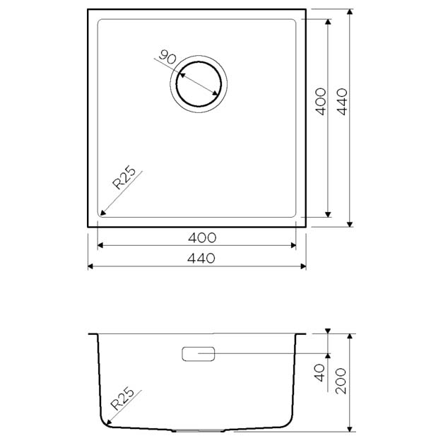 Кухонная мойка TADZAVA 44-U QUADRO IN Art. 4993509